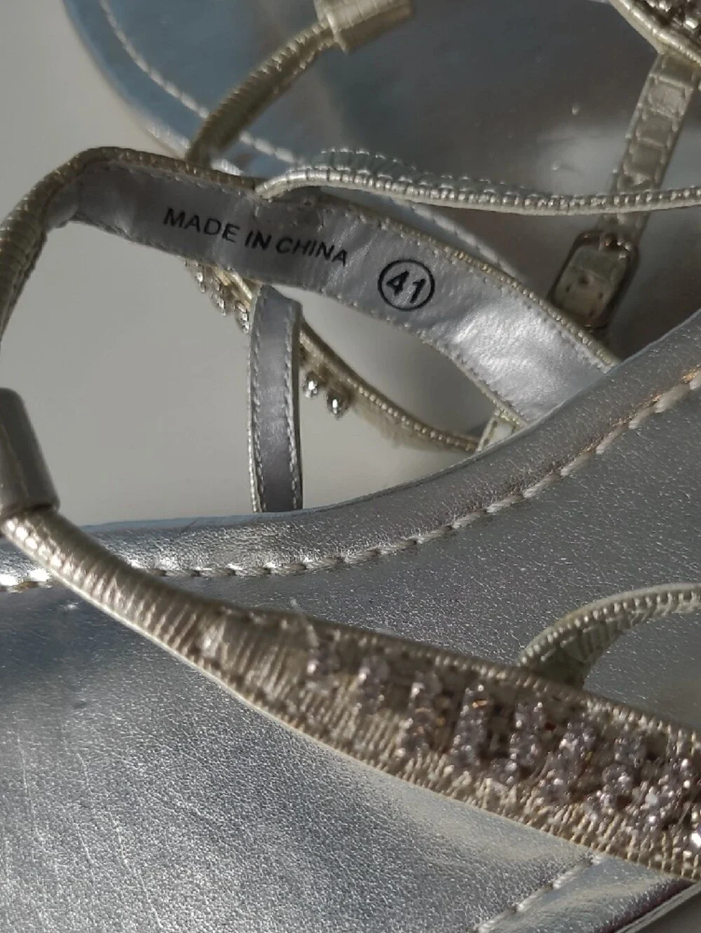 Call It Spring Silver Rhinestone T-Strap Sandals - Picture 4 of 4